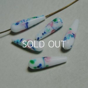 画像1: 22x6.5 White millefiori drop beads