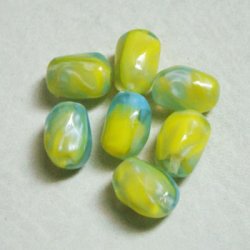 画像2: 14x9.5 "Blue/ Yellow" baroque oval beads 