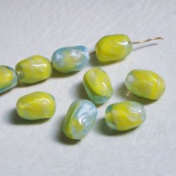 画像1: 14x9.5 "Blue/ Yellow" baroque oval beads 