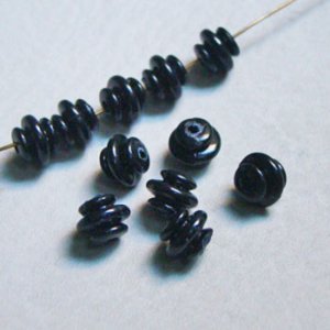 画像1: 4pcs 10x8 Black acrylic triple rondel