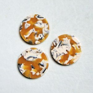 画像1: 24mm "Beige/Caramel/Black" acetate flat beads