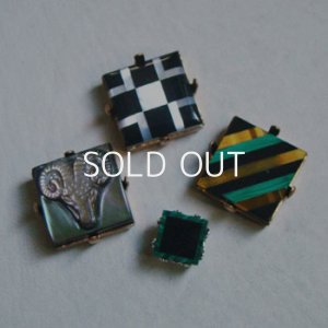 画像3: 9mm SQ "Malachite & Onyx" inlaid cabochon