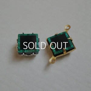 画像2: 9mm SQ "Malachite & Onyx" inlaid cabochon