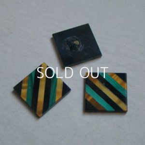 画像1: 16mm SQ "Malachite/Onyx/Tiger Eye" inlaid cabochon