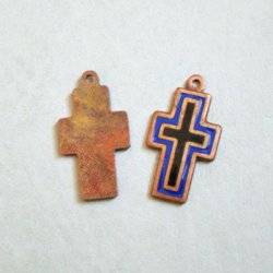画像1: 23.5x13 enameled copper Cross charm