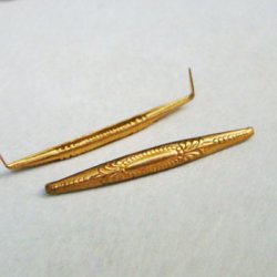 画像1: brass "Ornate" long oval prong back finding
