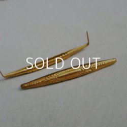 画像1: brass "Ornate" long oval prong back finding