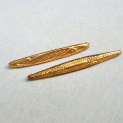 画像2: brass "Ornate" long oval prong back finding
