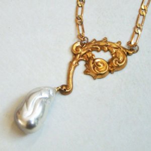 画像2: brass 54x33 baroque scroll stamping
