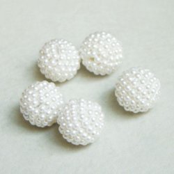 画像1: 16mm white tiny pearl wrapped beads