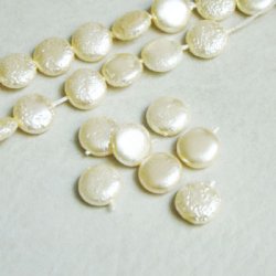 画像1: 3pcs 10mm ivory textured coin pearl