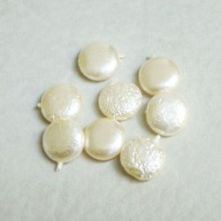 画像2: 3pcs 10mm ivory textured coin pearl