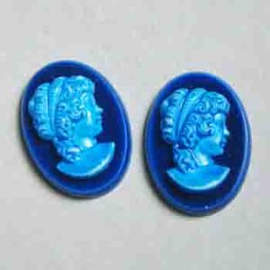 画像2: 30x22 OV blue glass cameo