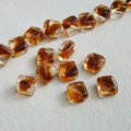 9mm square beads "Crystal/ Topaz givre"