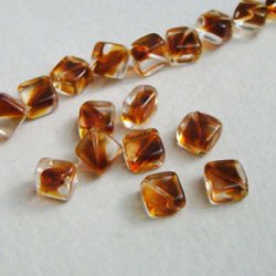 画像1: 9mm square beads "Crystal/ Topaz givre"