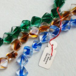 画像3: 9mm square beads "Crystal/ Sapphire givre"