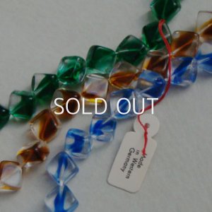 画像3: 9mm square beads "Crystal/ Emerald givre"