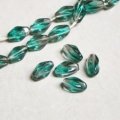 11x6 "Gray/Emerald" twisted oval  beads