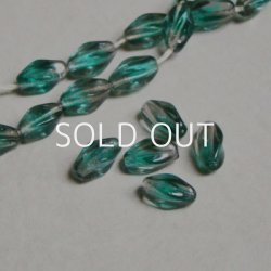 画像1: 11x6 "Gray/Emerald" twisted oval  beads