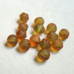 画像2: 2pcs 8.5x9 "Amber/ Green" frosted melon beads