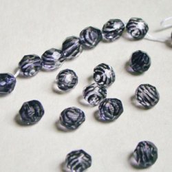 画像1: 2pcs 8mm "Clear/Purple" stripe beads