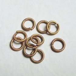 画像1: 2pcs brass 9mm textured ring