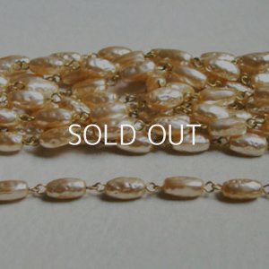 画像1: Champagne 10x5 baroque pearl link chain
