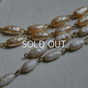 画像3: Champagne 10x5 baroque pearl link chain