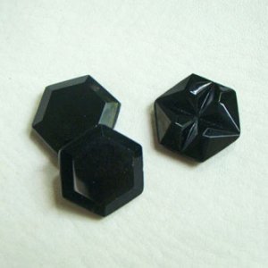 画像1: 18mm hexagon glass stone "Jet"