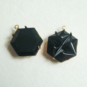 画像2: 18mm hexagon glass stone "Jet"