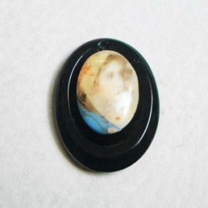 画像3: "Jet Black" 30x22.5 oval pendant