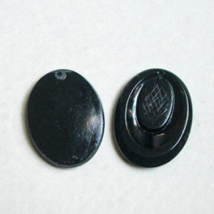 画像1: "Jet Black" 30x22.5 oval pendant