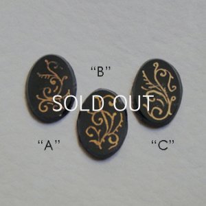 画像2: 17x13 OV "BK/GD" Scroll painted cabochon