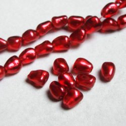 画像1: 5pcs 7x6 baroque  pearl "Red" 