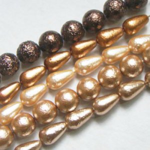 画像3: 2pcs 12x7 textured drop pearl "Light Brown" 