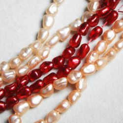 画像2: 5pcs 7x6 baroque  pearl "Red" 