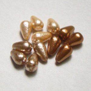 画像2: 2pcs 12x7 textured drop pearl "Light Brown" 