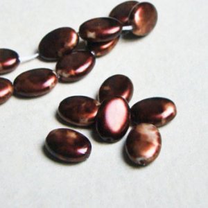 画像1: 2pcs 12x9 oval pearlized "brown" 
