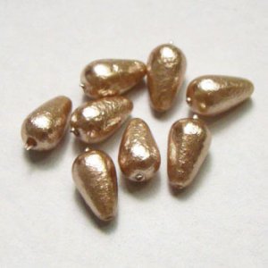 画像1: 2pcs 12x7 textured drop pearl "Light Mocha" 