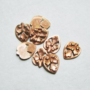 画像1: 12x9.8 floral drop shape stamping
