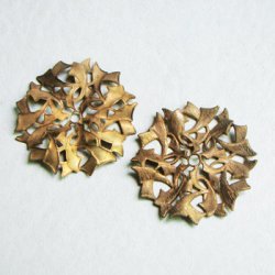 画像1: 26mm aged brass Deco filigree