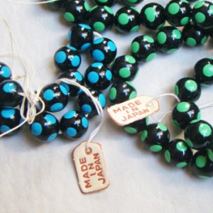 画像2: 4pcs 8mm "Black/Turquoise" polka dot beads