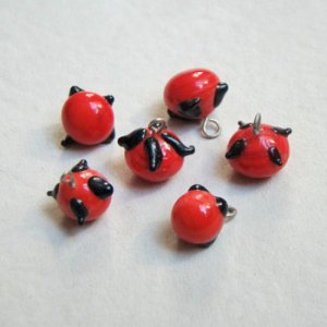 画像1: 11mm "Red/Black" drop charm