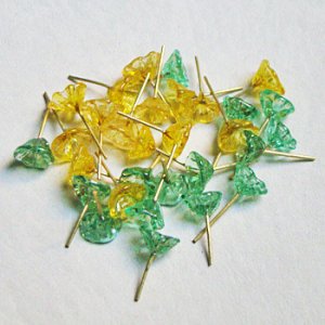 画像2: 7~8mm glass flower pin "Yellow"