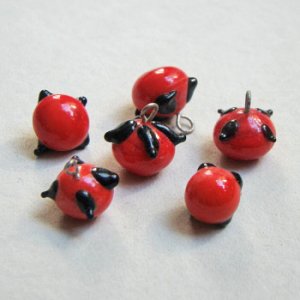 画像2: 11mm "Red/Black" drop charm