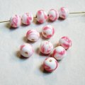 8mm "White/Rose" drizzle beads