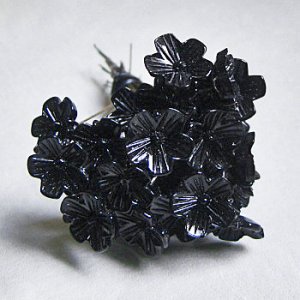 画像1: 14mm flower on wire "Black "
