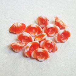 画像1: 2pcs 11x6 flower beads "Coral"