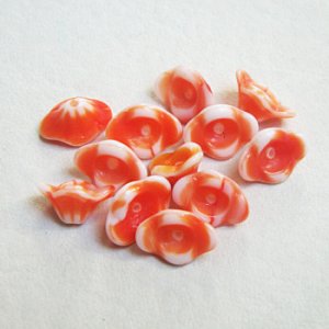 画像1: 2pcs 11x6 flower beads "Coral"