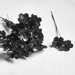 画像2: 14mm flower on wire "Black "